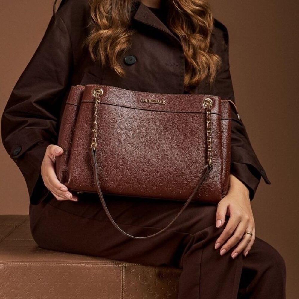 Tote Bag Grande Couro Floter Monograma La Fenice Pinhão 105796