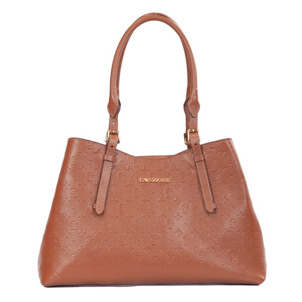 Tote Bag Grande de Couro Monograma La Fenice Camel 105799