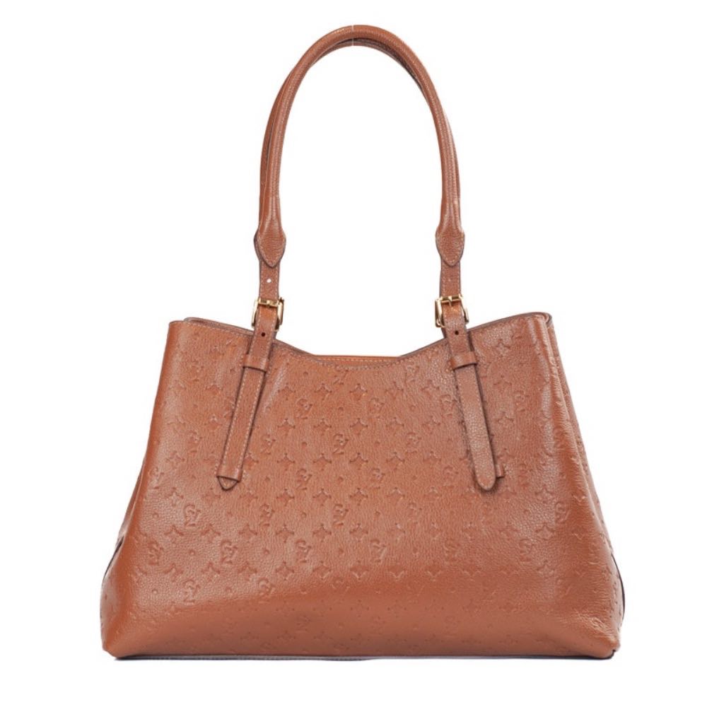 Tote Bag Grande de Couro Monograma La Fenice Camel 105799