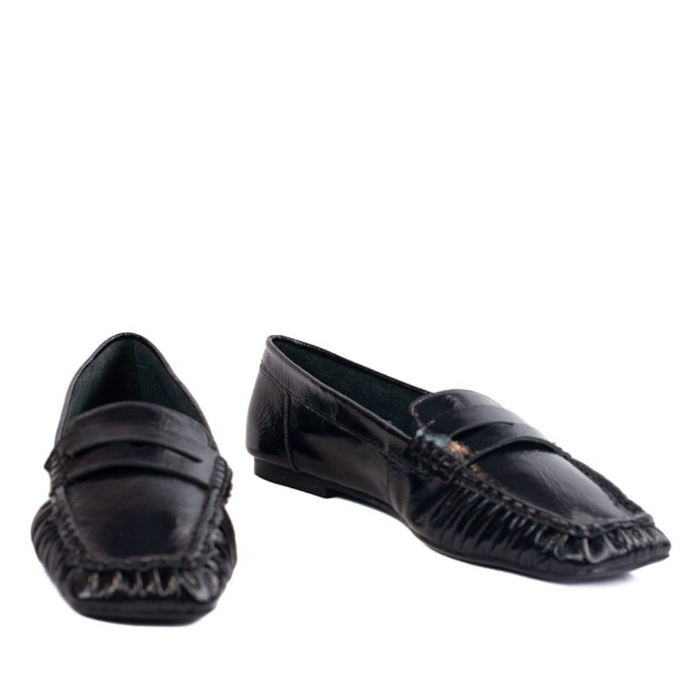 Mocassim de Couro Crinkle La Fenice Preto 105722