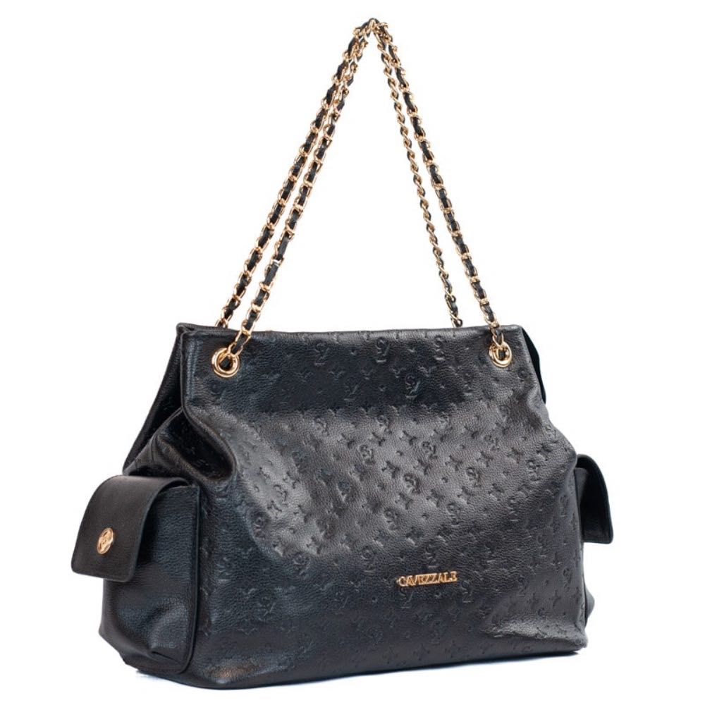 Bolsa Hobo Grande Couro Floter Monograma La Fenice Preto 105841