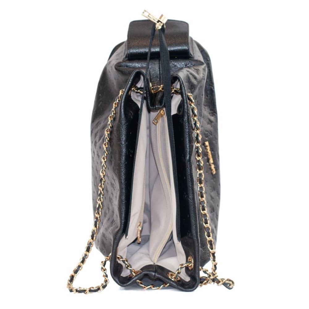 Bolsa Hobo Grande Couro Floter Monograma La Fenice Preto 105841