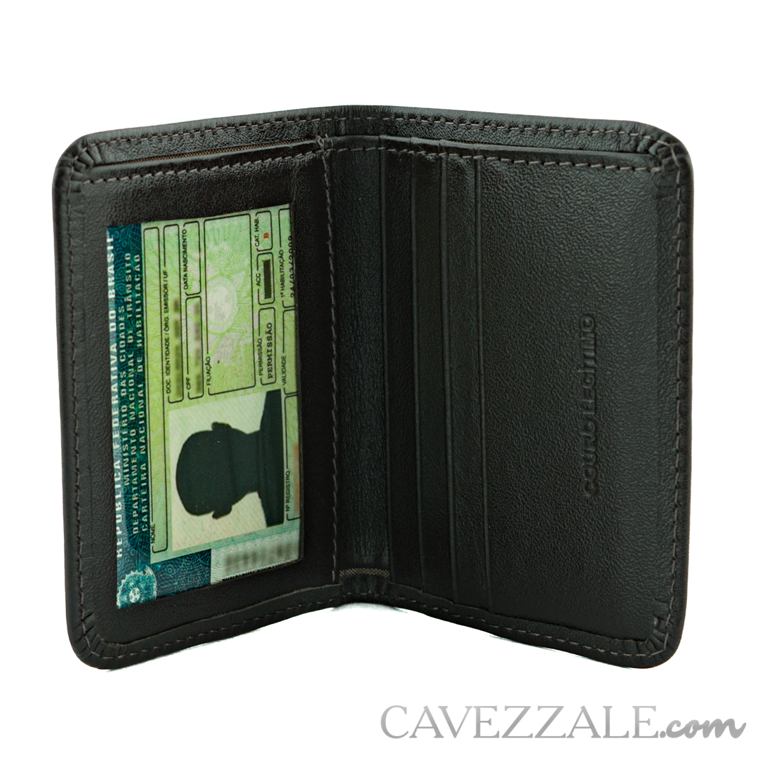 Carteira de Couro Masculina Média Preto Preto 097516