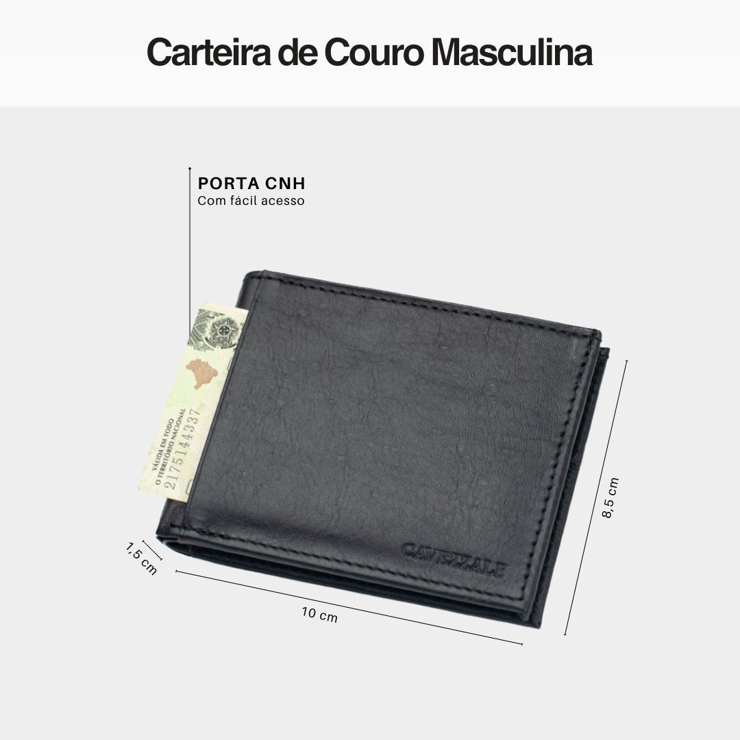 Carteira de Couro Masculina Média La Fenice Preto 099715