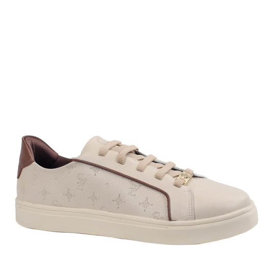 Tênis de Couro La Fenice Floter Monograma Off White/Marrom 105879