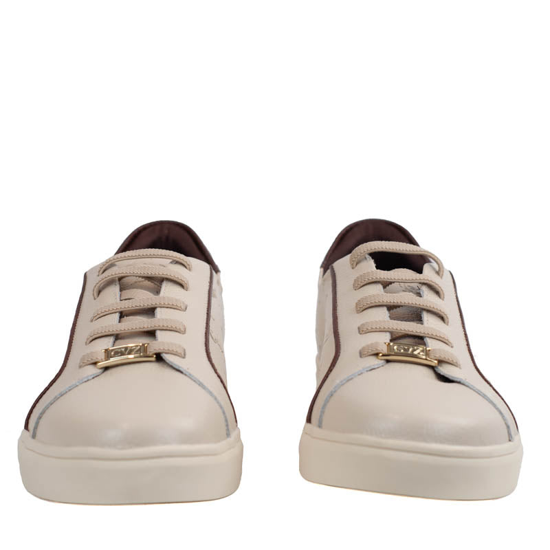 Tênis de Couro La Fenice Floter Monograma Off White/Marrom 105879