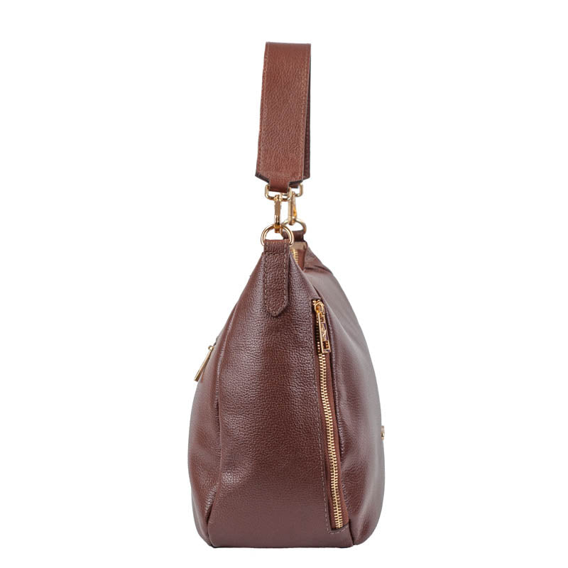 Bolsa Hobo de Couro Soft La Fenice Café 105705