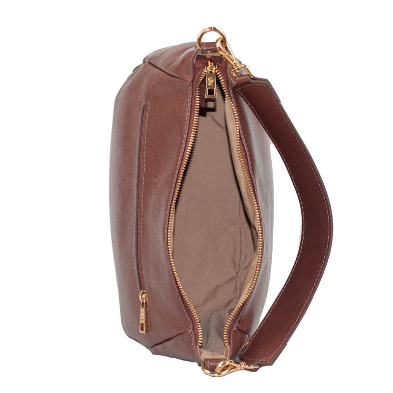 Bolsa Hobo de Couro Soft La Fenice Café 105705