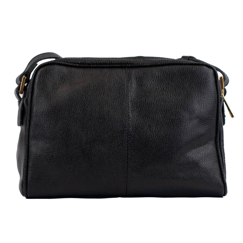 Bolsa Tiracolo Média de Couro Monograma La Fenice Preto 105510