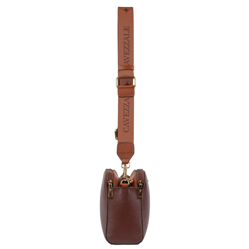 Bolsa Tiracolo Média Couro Soft Alça Grifada La Fenice Café 102369