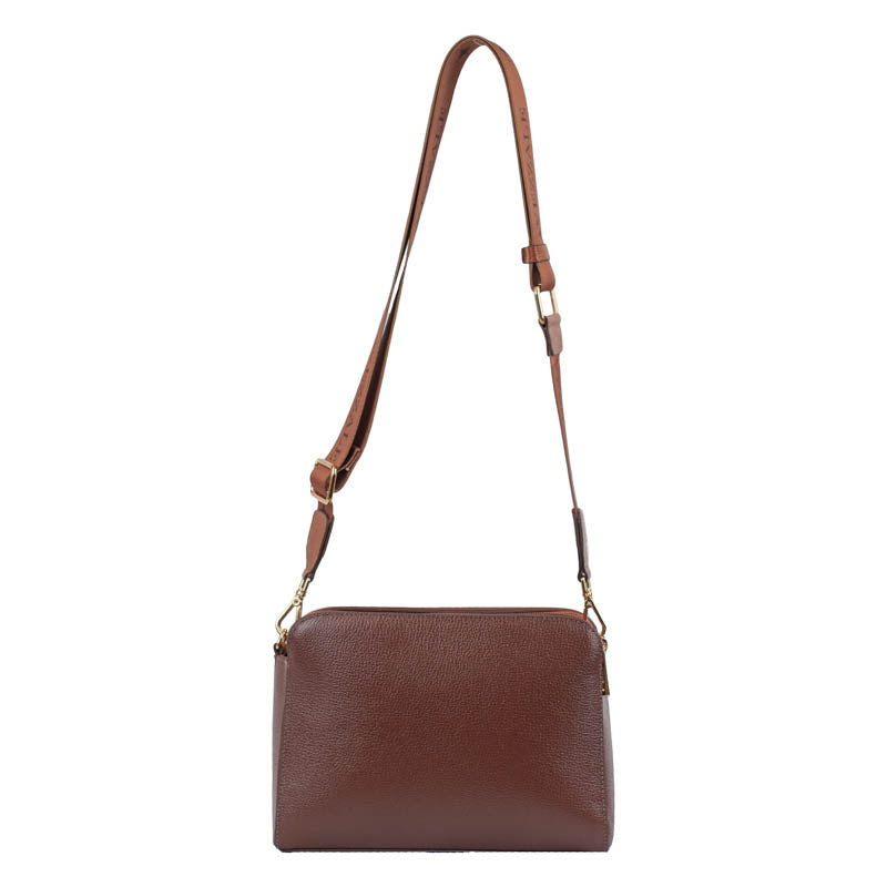 Bolsa Tiracolo Média Couro Soft Alça Grifada La Fenice Café 102369