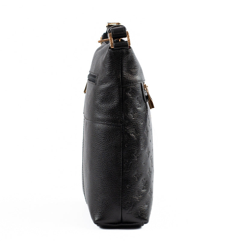 Bolsa Tiracolo Média de Couro Monograma La Fenice Preto 105043