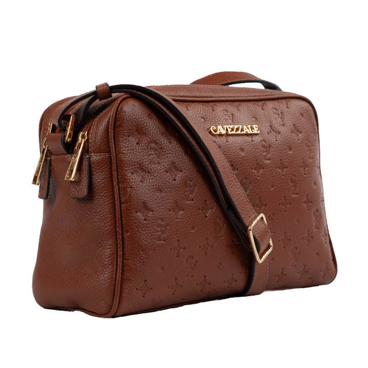 Bolsa Tiracolo Média de Couro Monograma La Fenice Camel 105510