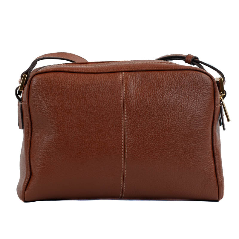 Bolsa Tiracolo Média de Couro Monograma La Fenice Camel 105510
