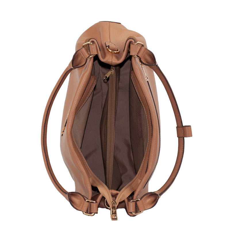 Bolsa Hobo de Couro Soft La Fenice Caramelo 105883