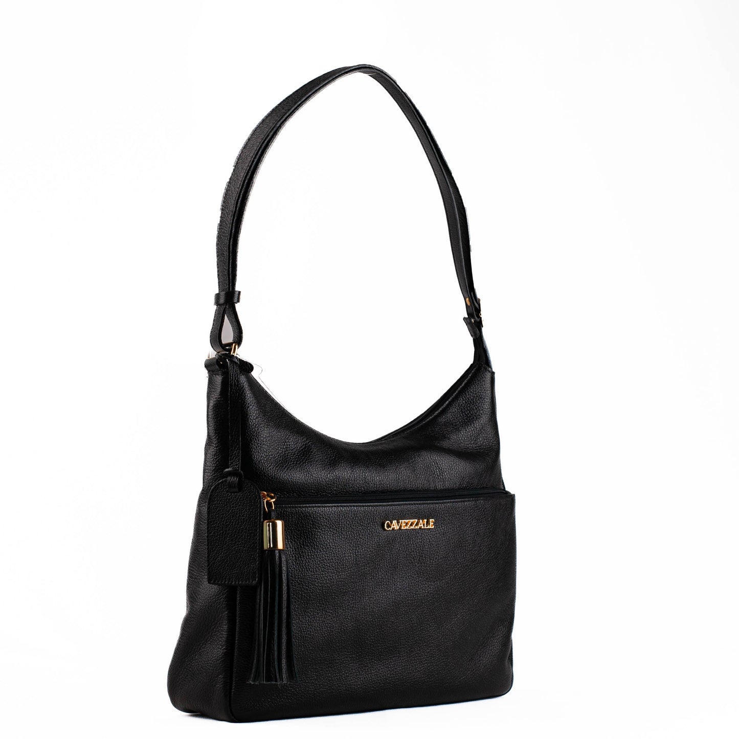 Bolsa Tiracolo Grande de Couro La Fenice Preto 104520