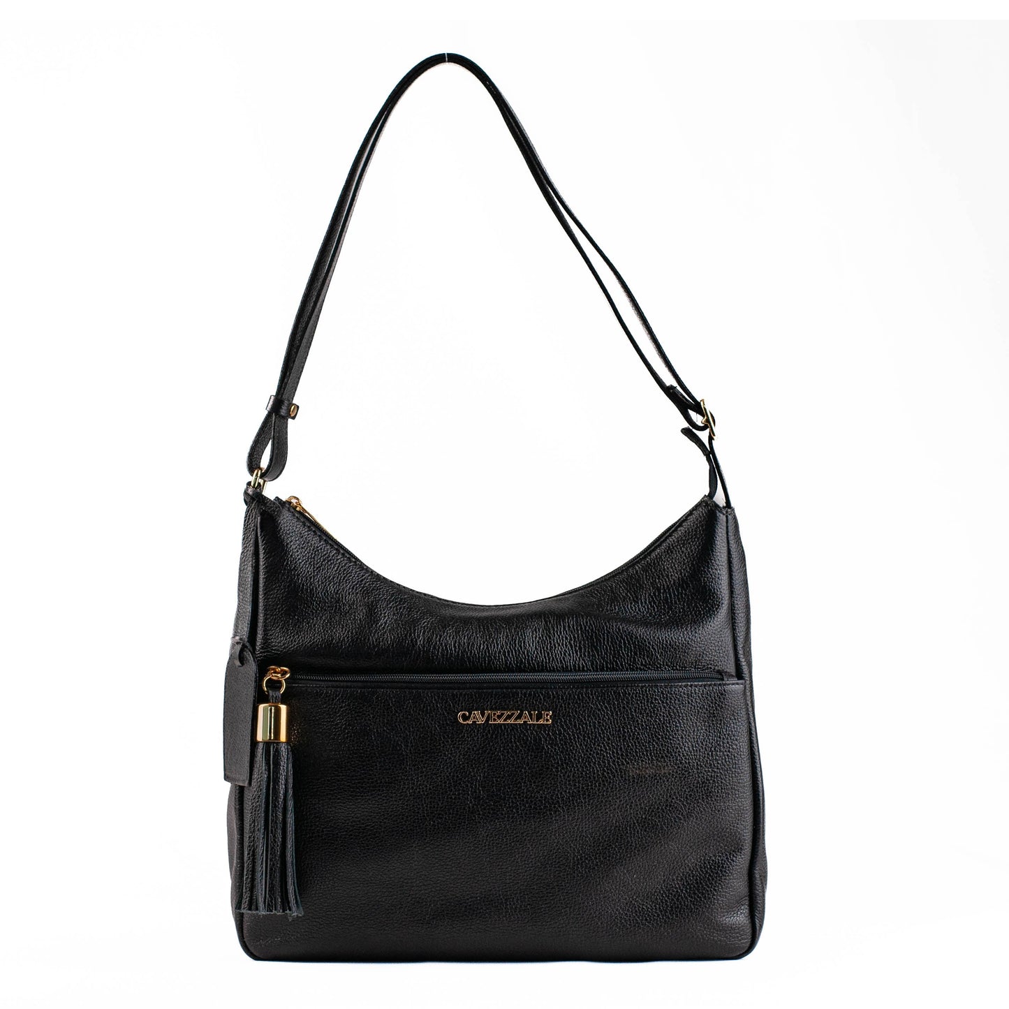 Bolsa Tiracolo Grande de Couro La Fenice Preto 104520