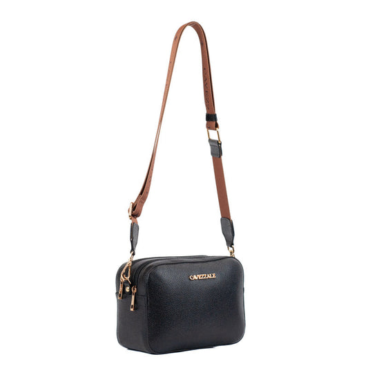Bolsa Tiracolo Pequena de Couro Soft Alça Grifada La Fenice Preto 102577