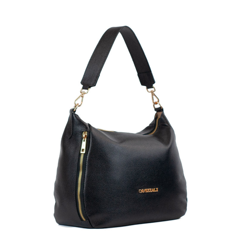 Bolsa Hobo de Couro Soft La Fenice Preto 105705