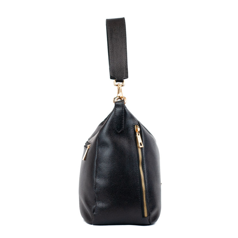 Bolsa Hobo de Couro Soft La Fenice Preto 105705