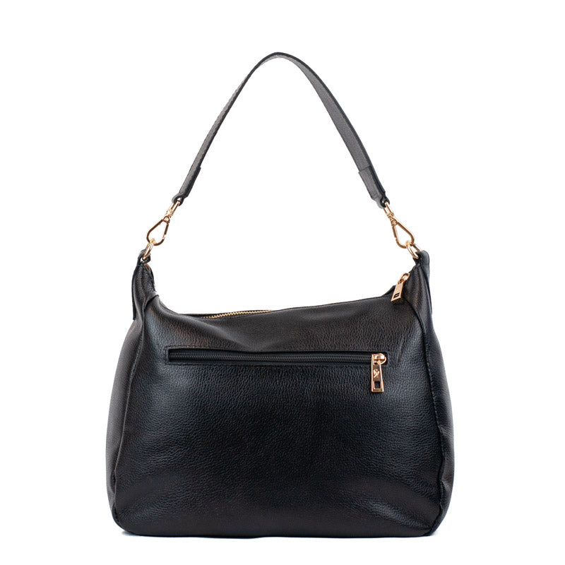Bolsa Hobo de Couro Soft La Fenice Preto 105705
