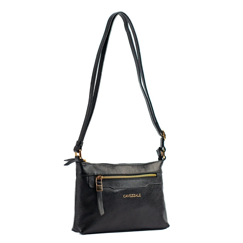 Bolsa Tiracolo Média de Couro Floter La Fenice Preto 105051