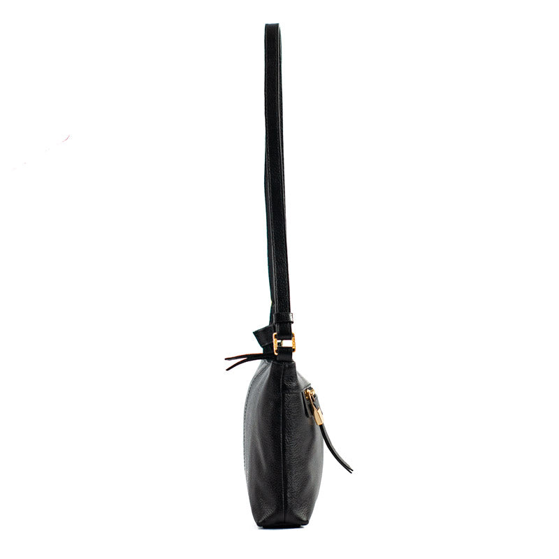 Bolsa Tiracolo Média de Couro Floter La Fenice Preto 105051