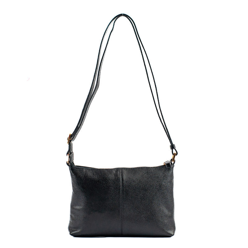Bolsa Tiracolo Média de Couro Floter La Fenice Preto 105051