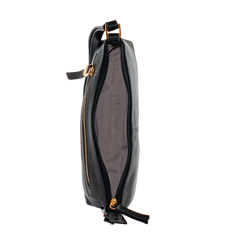 Bolsa Tiracolo Média de Couro Floter La Fenice Preto 105051
