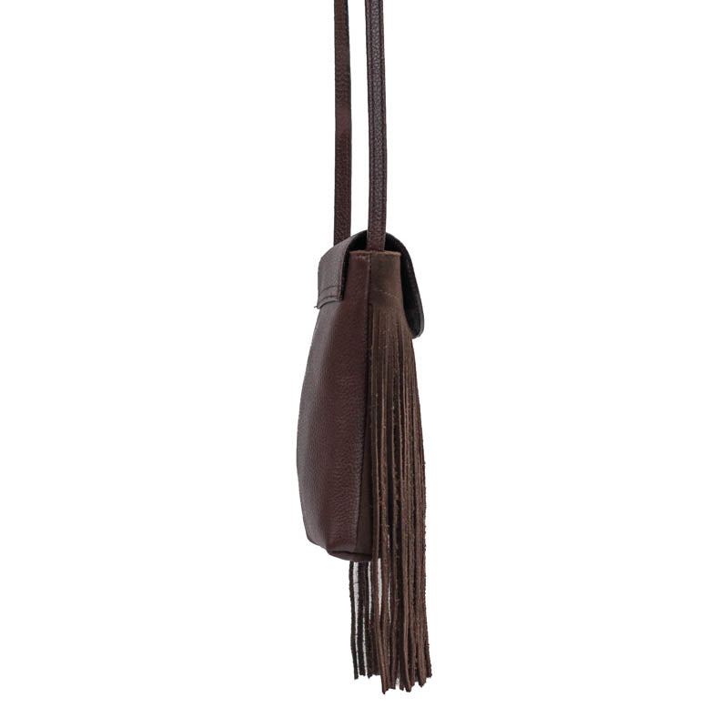 Bolsa Tiracolo Pequena de Couro Floater Camurça Marrom La Fenice 105779