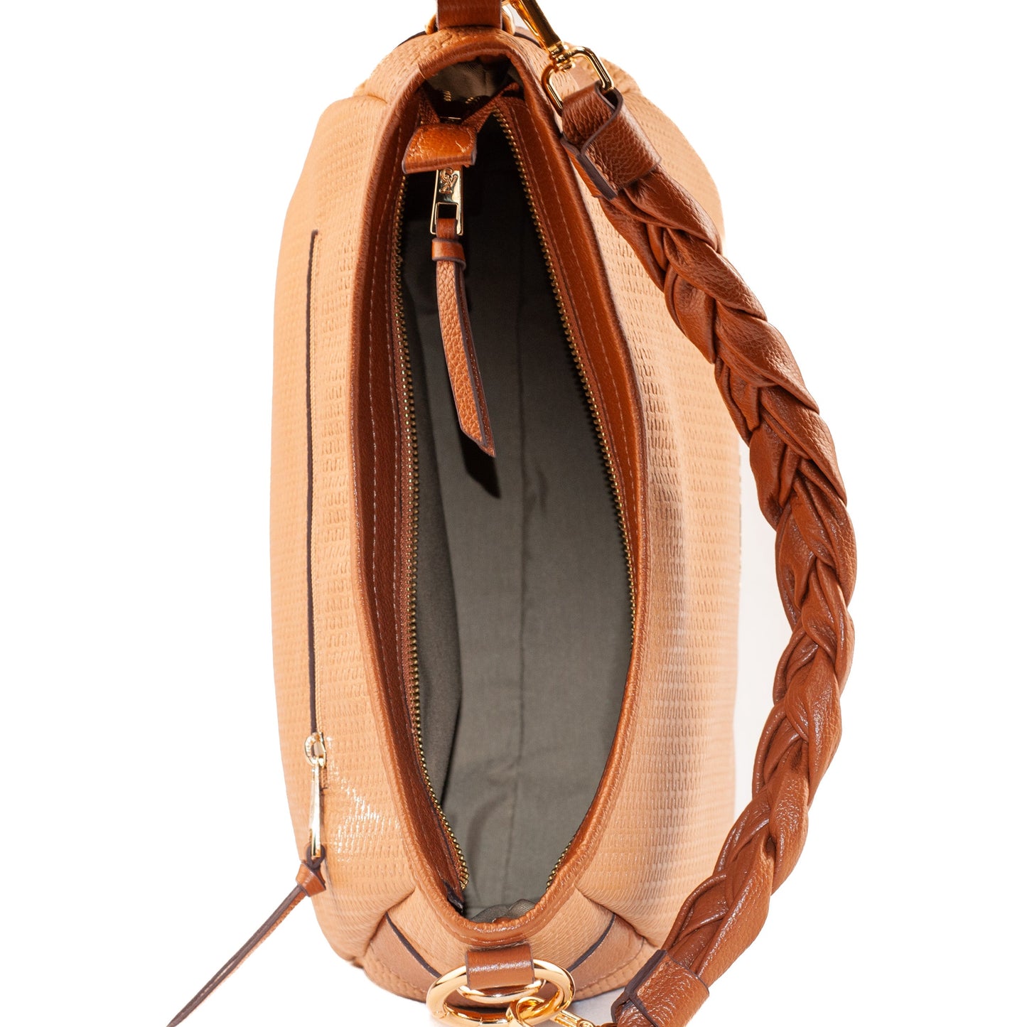 Bolsa Hobo Grande de Couro Soft La Fenice Caramelo/Whisky 104538