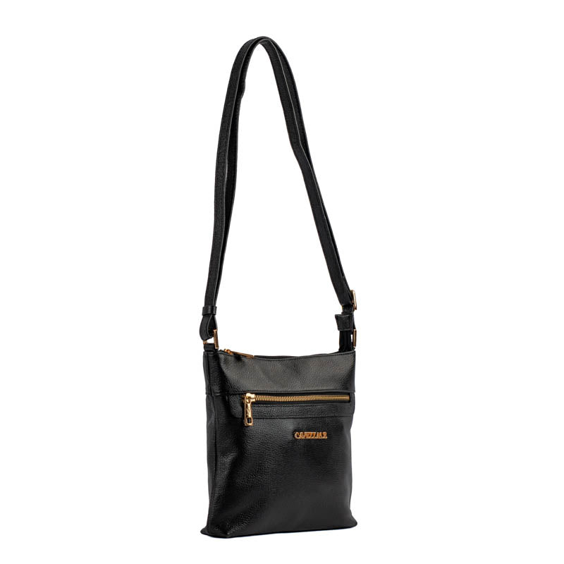 Bolsa Tiracolo Média de Couro Floter La Fenice Preto 105321