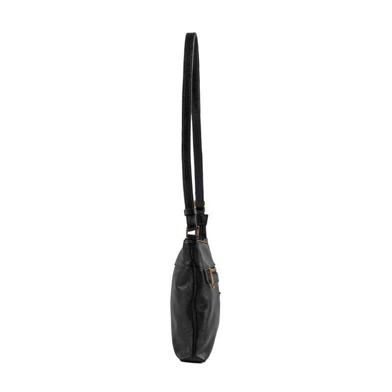 Bolsa Tiracolo Média de Couro Floter La Fenice Preto 105321