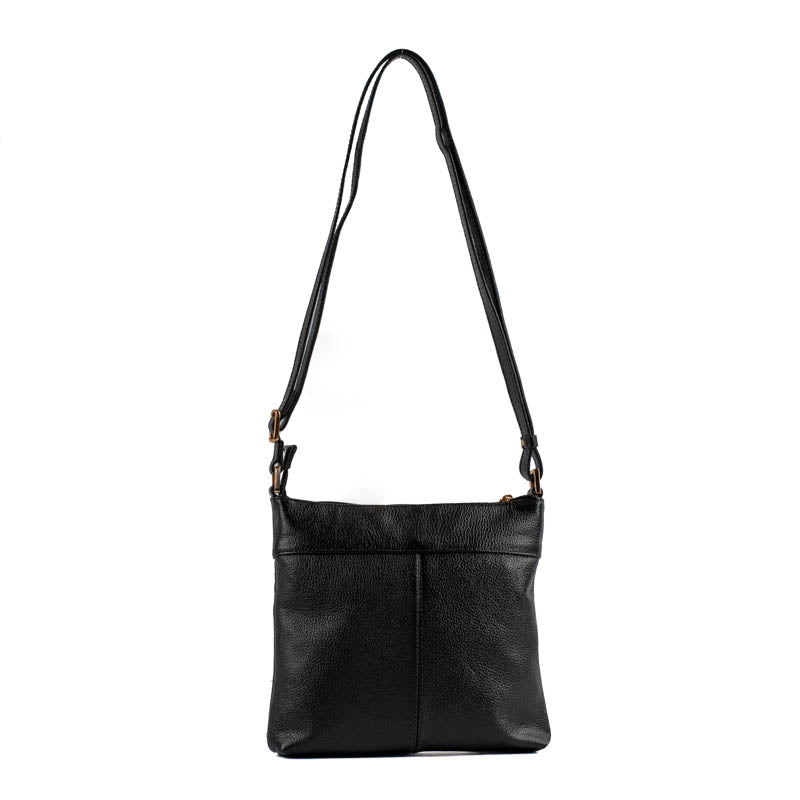 Bolsa Tiracolo Média de Couro Floter La Fenice Preto 105321