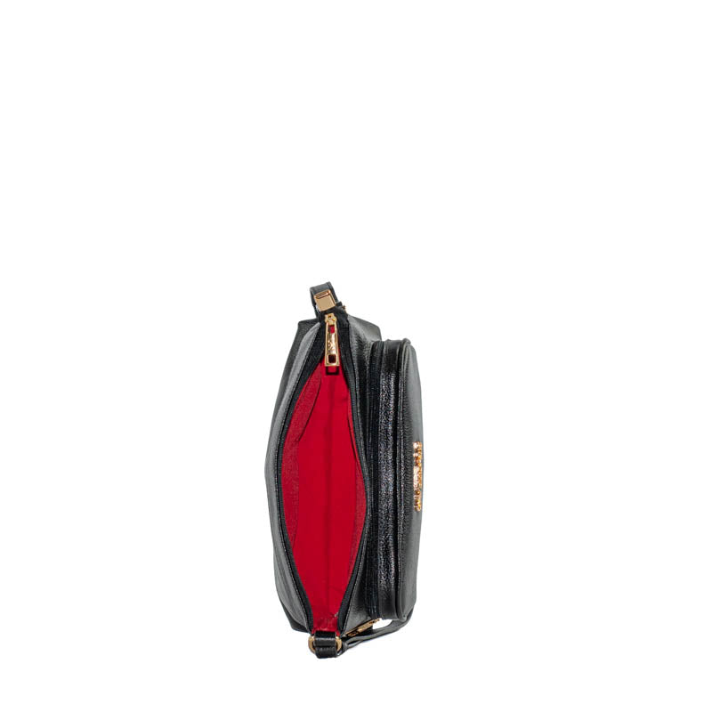 Bolsa Tiracolo Média Couro Floter La Fenice Preto 105322