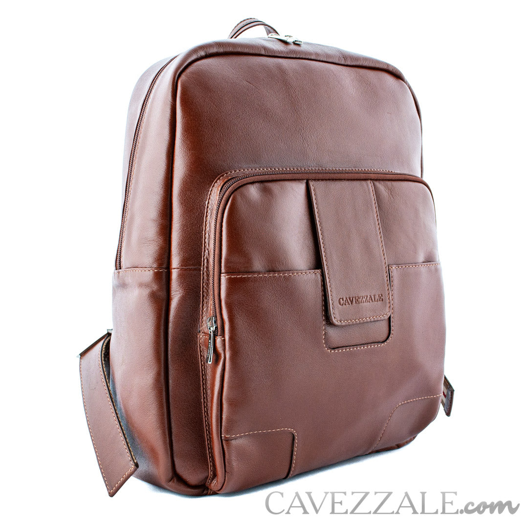 Mochila de Couro Masculina La Fenice Pinhão 099657
