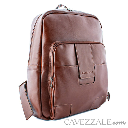 Mochila de Couro Masculina La Fenice Pinhão 099657